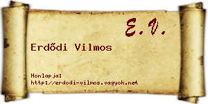 Erdődi Vilmos névjegykártya